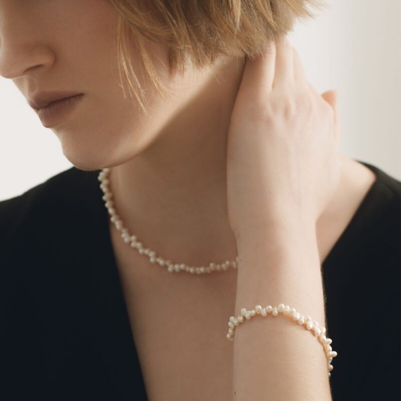 Pulseira de Pérolas Naturais Irregulares e Prata de Lei Mini Dalila